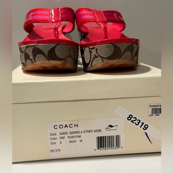Coach - Gabriela Wedge Red and Brown Sandals - Picture 9 of 15